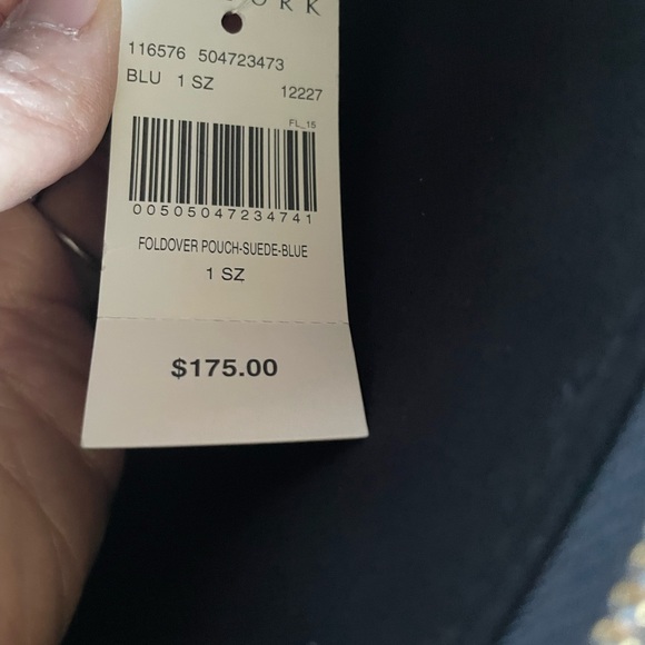 Barney’s New York Foldover Suede Blue Clutch - Picture 2 of 2